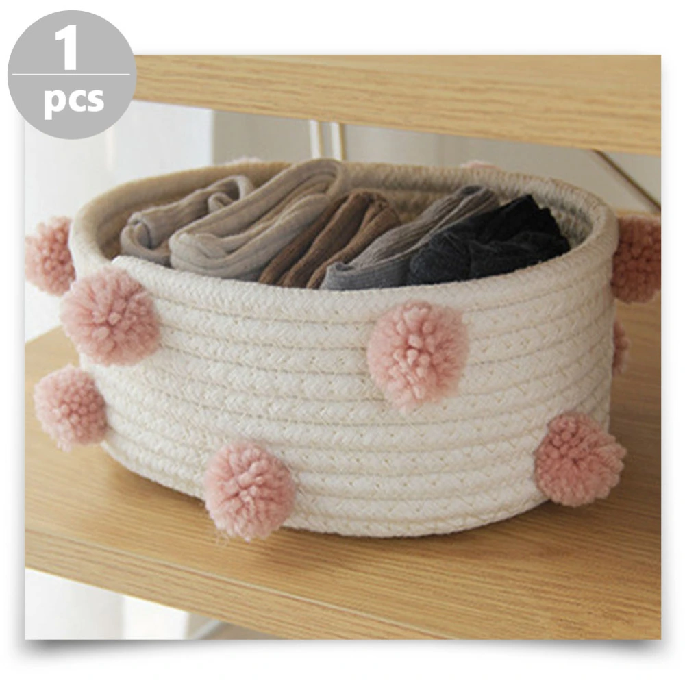 Woven Storage Basket Sundry Cosmetic Storage Holder Cotton Woven Container