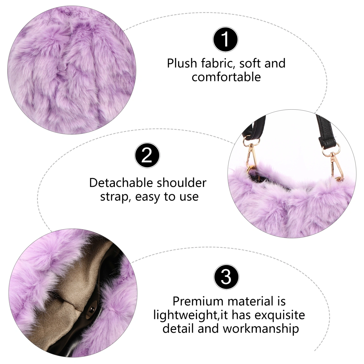 All-Match Women Shoulder Bag Plush Lady Cross Body Chic Shopping Tote Bag