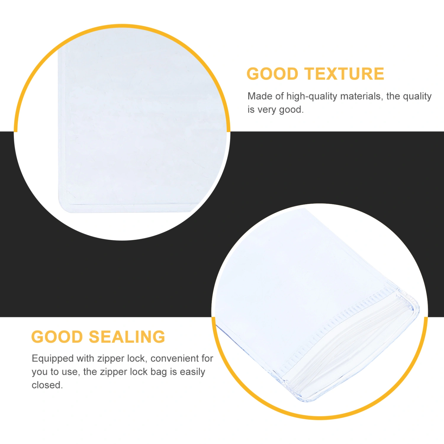 200pcs Clear Zipper Lock Storage Bags Thickened Transparent Plastic Seal Bags