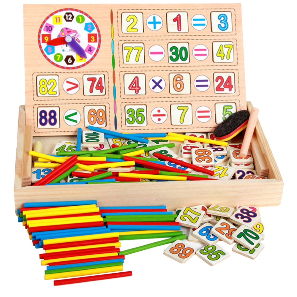 Baby Toy Wooden Blocks Educational Toys Mathematical Intelligence Stick Building Blocks Wooden Number Cards and Counting Rods with Box