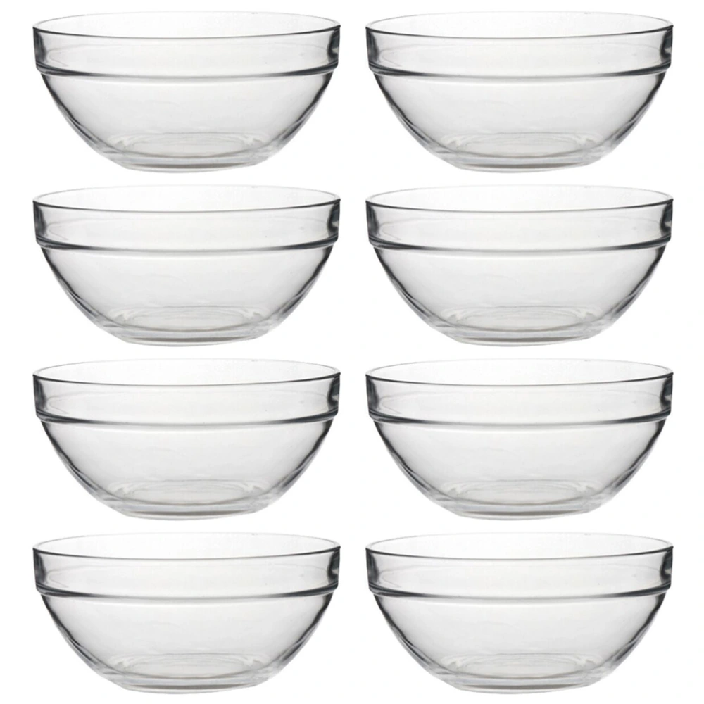 8Pcs Glass Dessert Rice Pudding Bowls Round Glass Bowls Pudding Containers