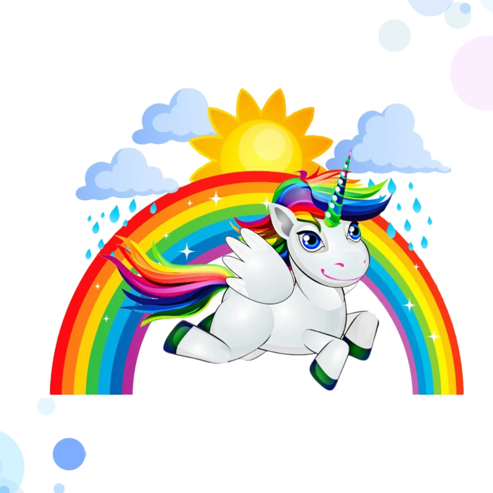 Rainbow Unicorn Sun Cloud Wall Sticker Creative Wallpaper Unique Wall Decal Decorative Sticker for Living Room Home Bedroom