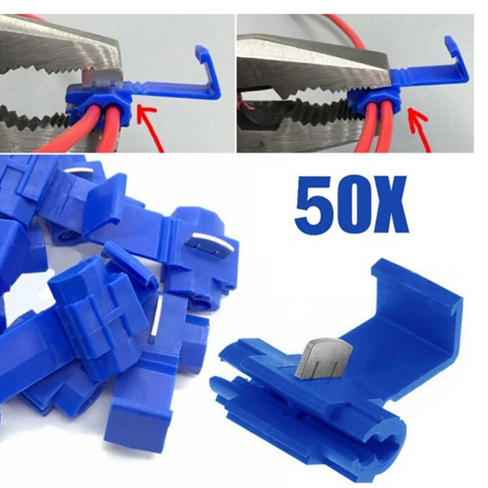 50pcs Quick Splice Connector Solderless Wire Connector Quick Splice Lock Wire Terminals Crimp(Blue)