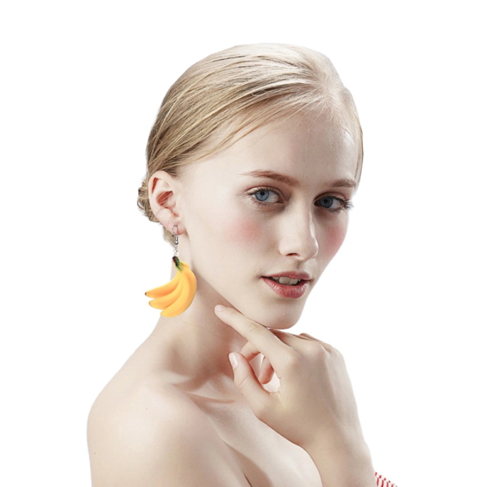 1 Pair of Fashion Ear Drop Acrylic Ear Dangle Women Earrings Delicate Earbob Creative Dangler Yellow (Banana)