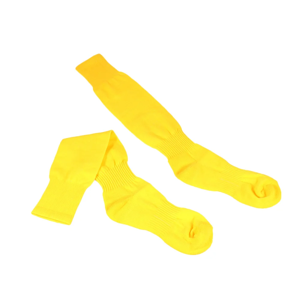 1 Pair of Solid Color Sports Stockings Football Socks Knee High Socks Sports Tube Socks Yellow (Free Size)