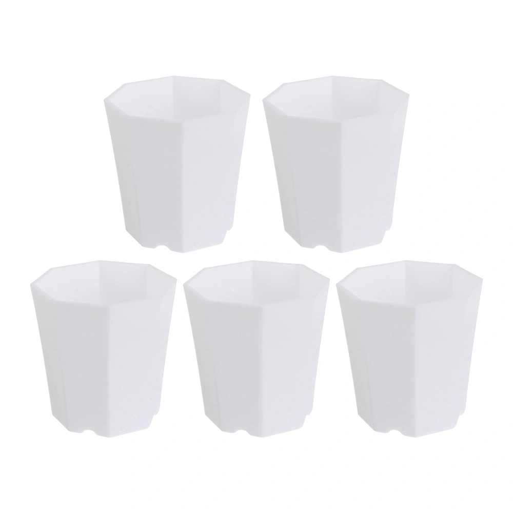 5Pcs Decorative Flowerpot Simple Plant Pot Household Succulent Pot (White)