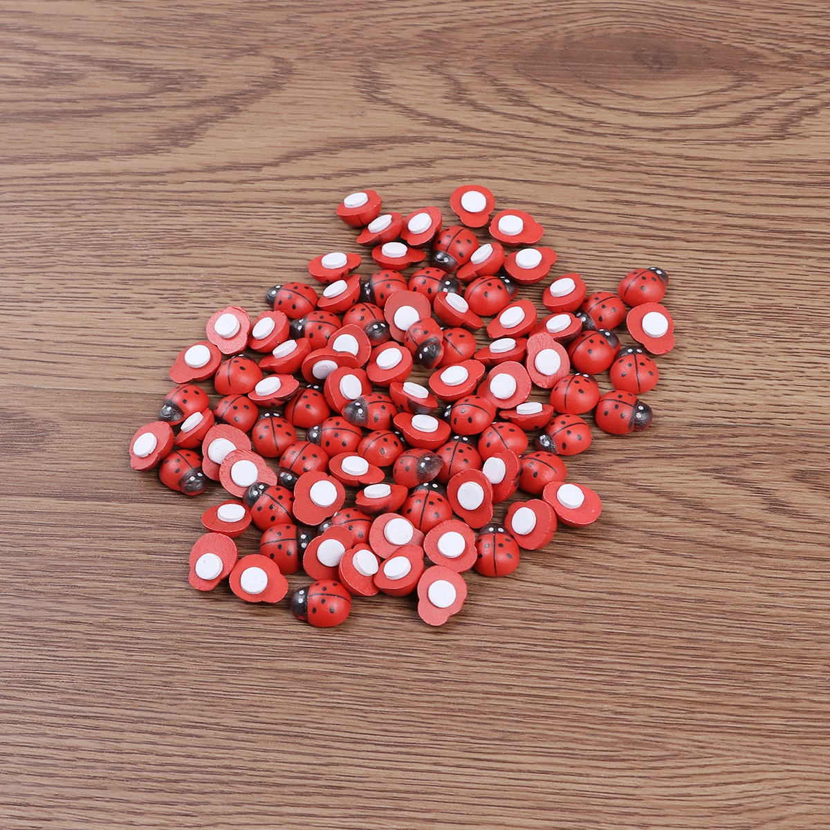 100 Pcs Self-Adhesive Ladybugs Wooden Cartoon Ladybugs Shaped Stickers Ladybugs Sponge Stickers