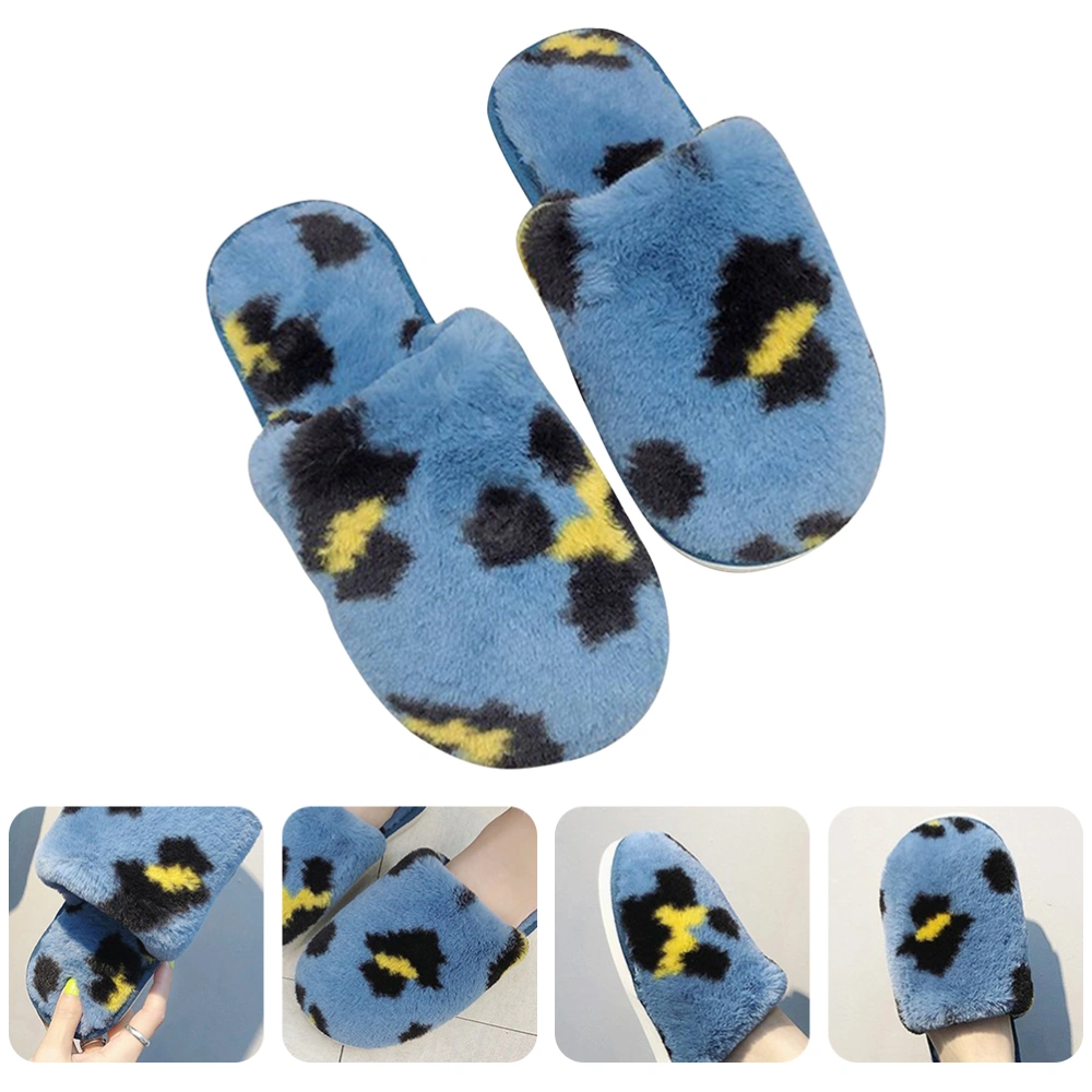 1 Pair Autumn and Winter Home Lovely Non-slip Warm Thick-soled Cotton Slippers