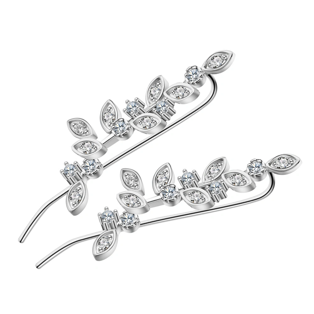 1 Pair Leaf Ear Cuffs Rhinestone Ear Cuff Earrings Cuff Wrap Earrings Jewelry