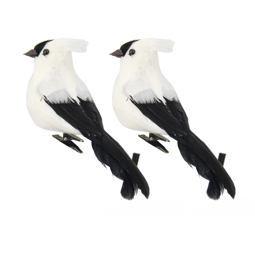 2Pcs Artificial ed Birds Vivid Bird Ornaments Decoration Props for Home Garden Party Wedding (White)