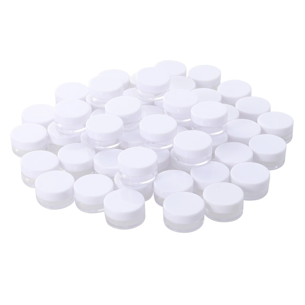 50Pcs 5g Mini Cosmetic Pots Cosmetic Jars Bottles Portable Plastic Round Pot Bottles Cosmetic Travel Sample Empty Container for Facial Cream Ointments(White)