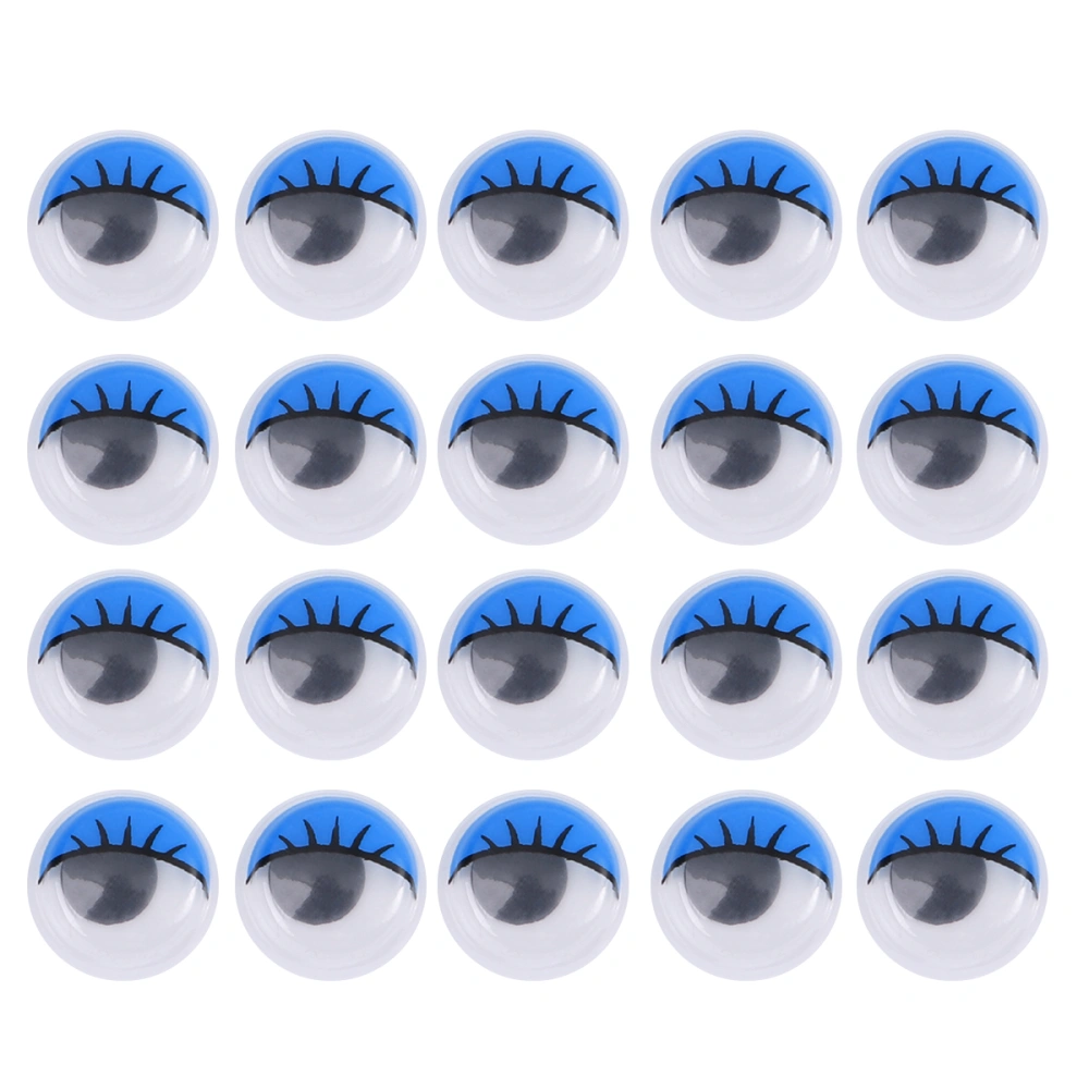 100Pcs 15mm Eyelashes Wiggly Wobbly Googly Eyes for Toys DIY Craft Decor (Blue)