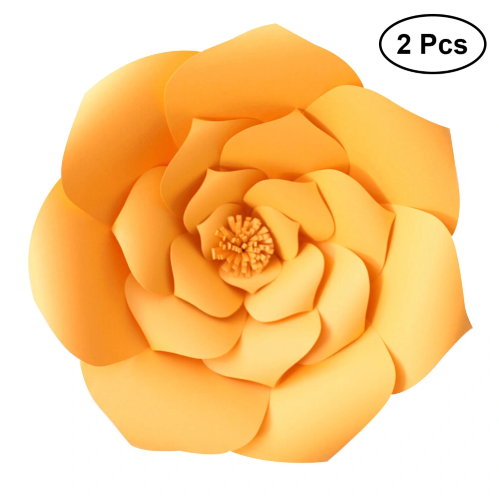 2pcs 30cm Artificial Paper Flower Beautiful Decoration for Wedding Party Dessert Station Bridal Events Decoration (Orange)