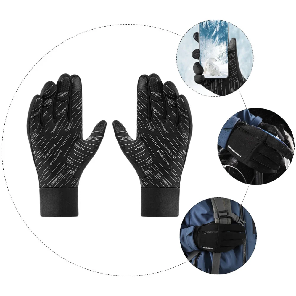 1 Pair Warm Gloves Winter Cycling Gloves Touch Screen Mitts Full-finger Gloves