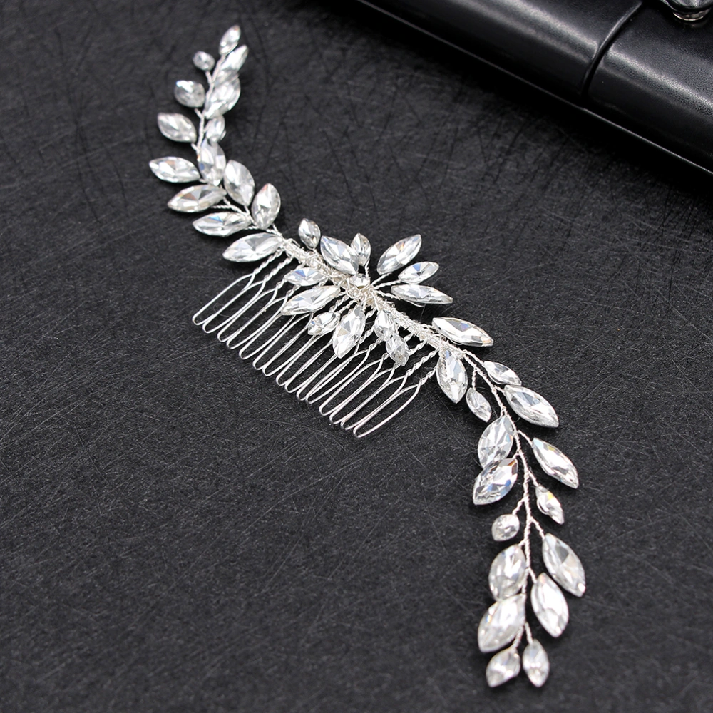 Handmade Crystals Hair Comb Wedding Jewelry Rhinestone Insert Comb Hair Decoration for Women Bride Party