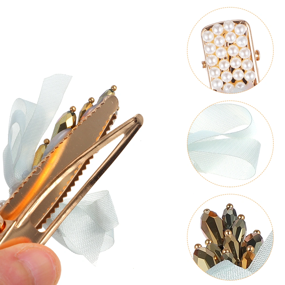 1PC Vintage Hairpin Elegant Rhinestone Pearl Inlaid Hair Clip for Lady Woman