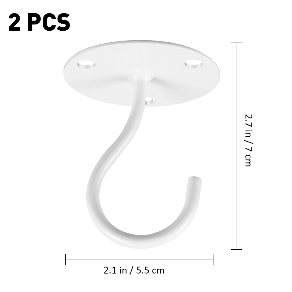 Yardwe 2 PCS Overhead Hooks Cabinet Wardrobe Hooks Porch Lantern Mosquito Net Ceiling Hooks Small Elephant Trunk Shaped Hooks (White)