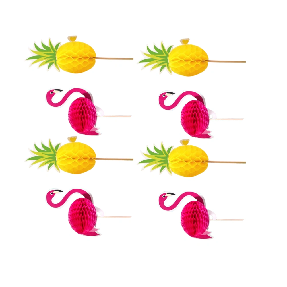 20PCS Flamingo Pineapple Cake Toppers Cartoon Pineapple Flamingo Cake Picks Plastic Pineapple Flamingo Birthday Cake Decor Lovely Pineapple Flamingo Dessert Pick Birthday Party Cake Decor for Birthday Party Use