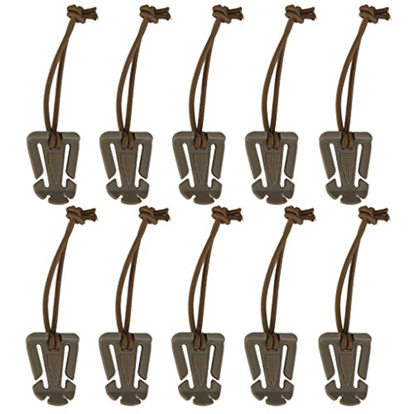 10pcs Outdoor Molle Elastic Cord Webbing Buckle Roll Clips (Khaki)