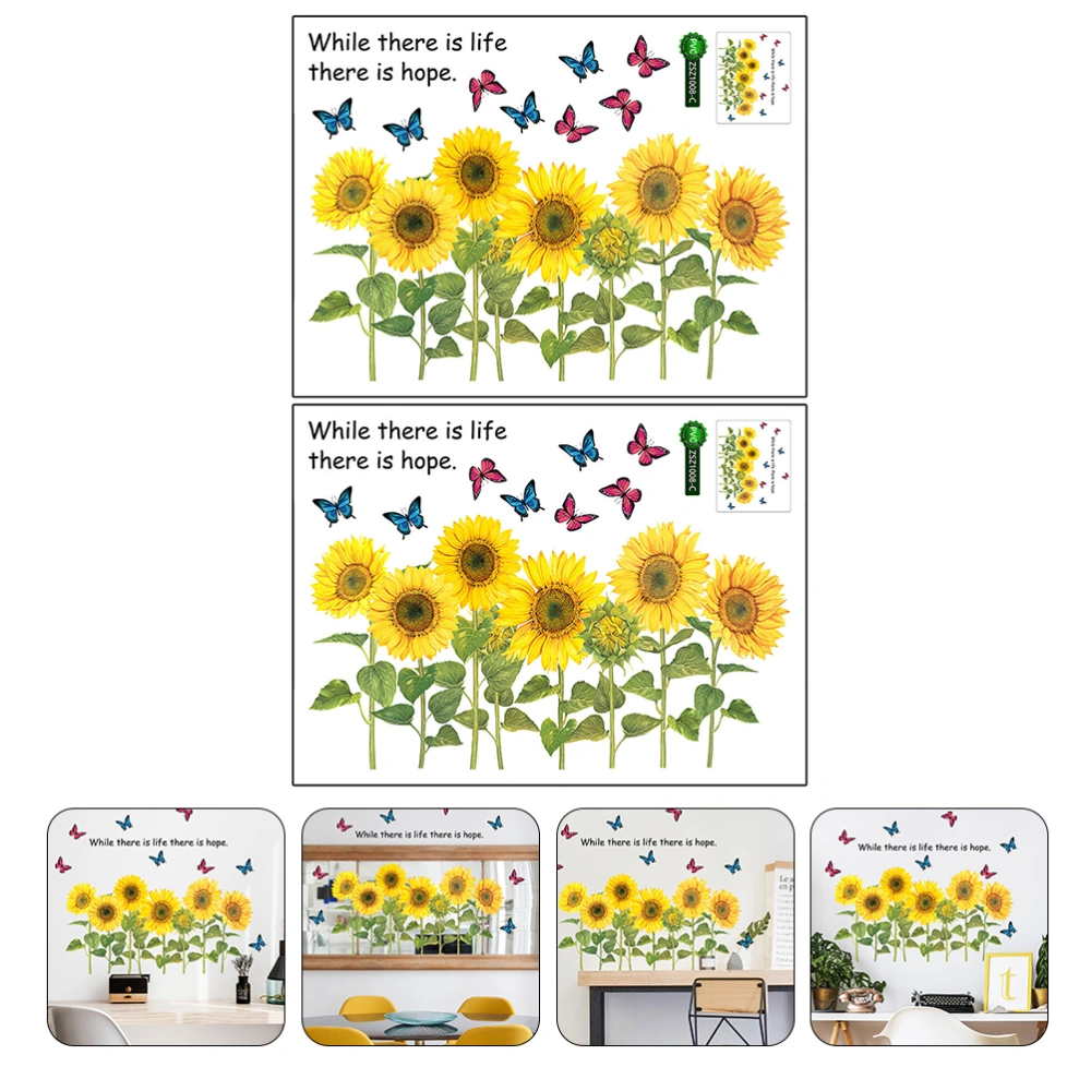 2pcs Bright Sunflowers Stickers Removable Stickers for Door Wall Fridge