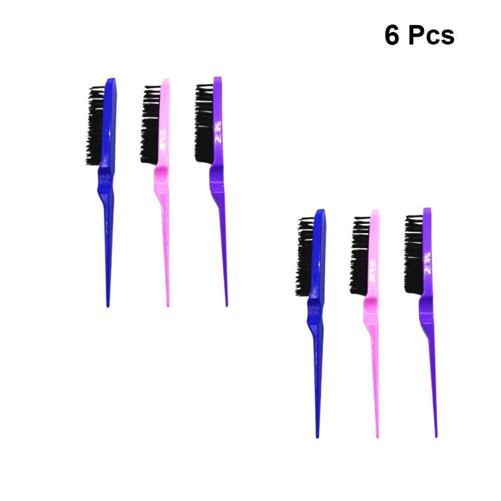 6Pcs Three Rows Hair Combs Bristle Hair Comb Anti-Static Comb Curly Hair Comb (Random Color)