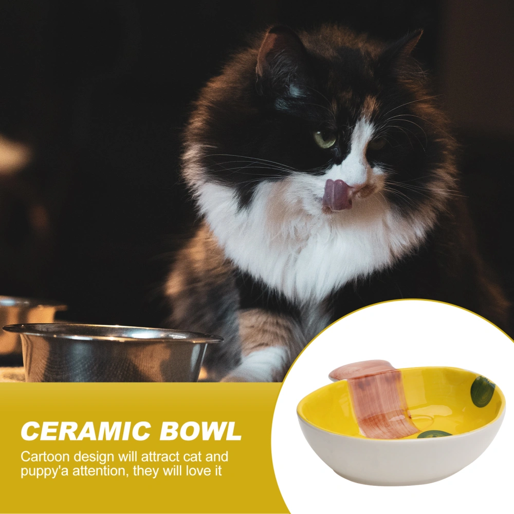 1pc Ceramic Pet Bowl Cat Bowl Dog Bowl Mushroom Shaped Food Basin Pet Supply