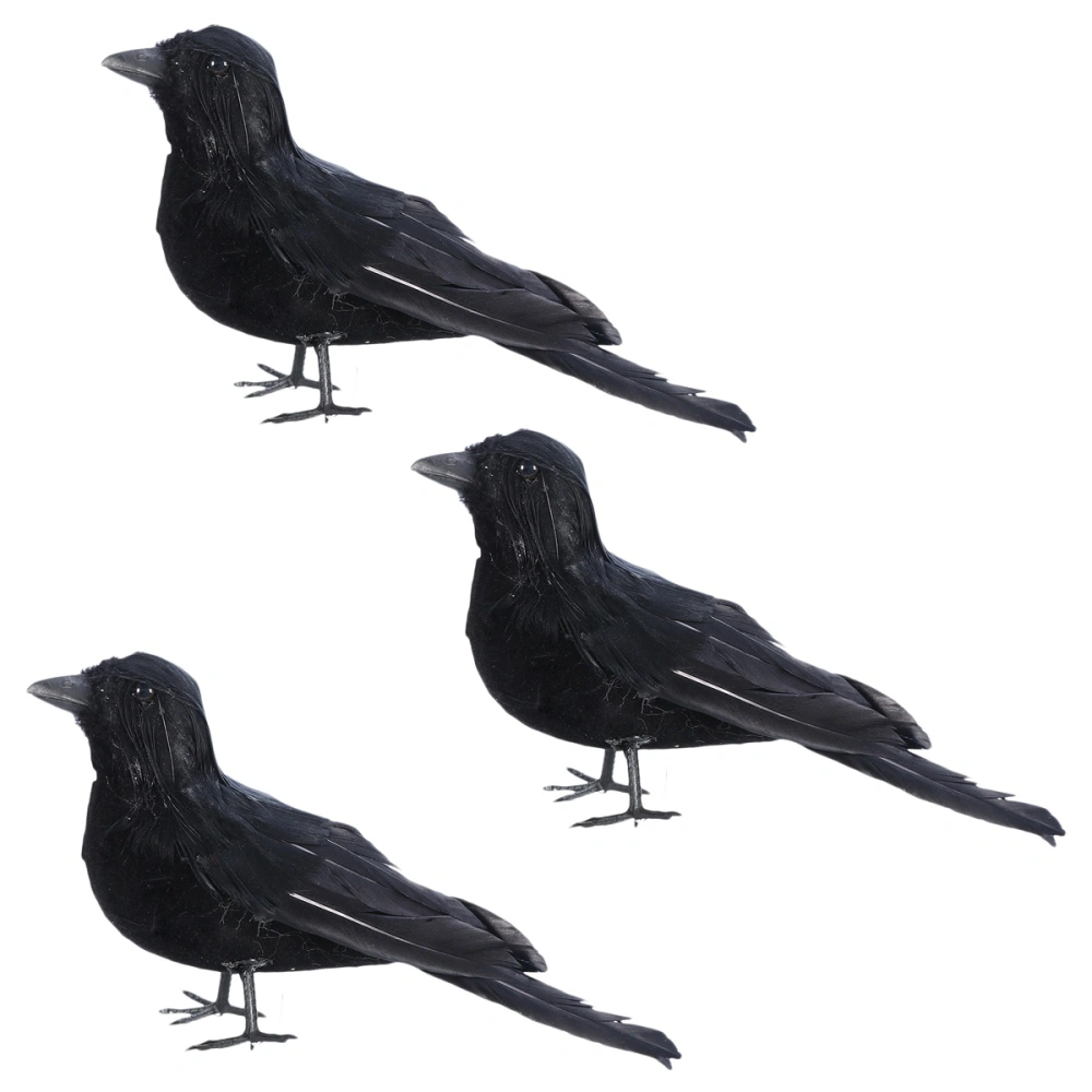 6PCS Simulated Halloween Decoration Realistic Crow Prop Black ed Bird