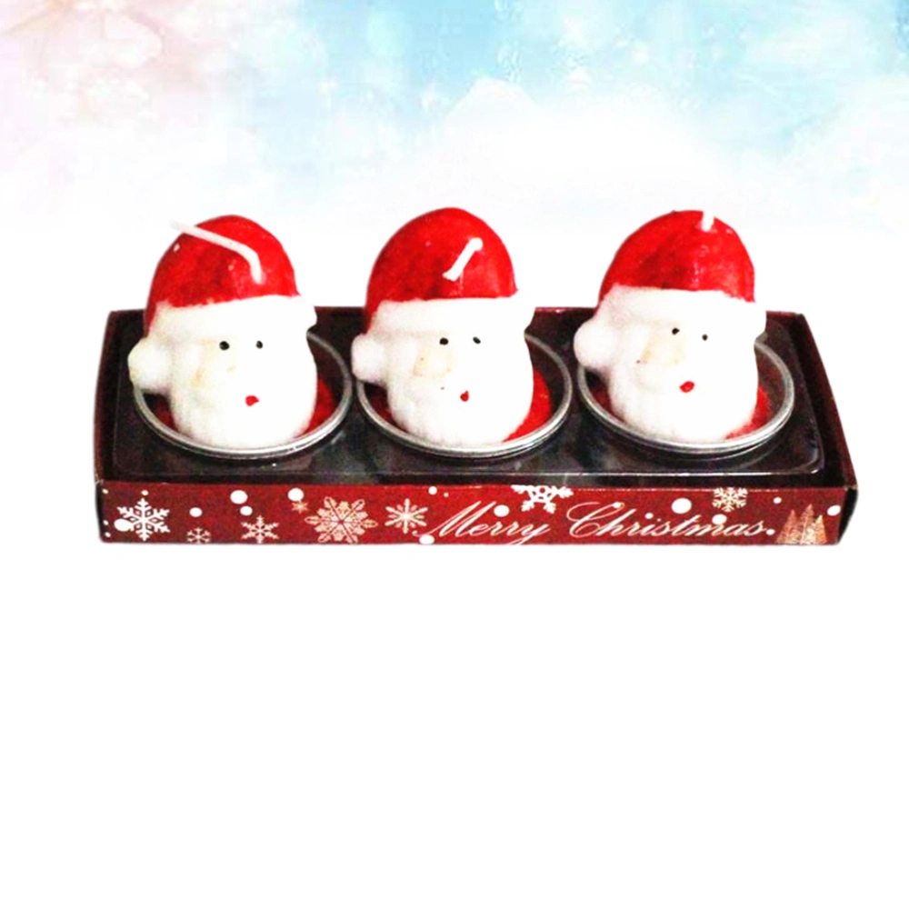 3pcs Christmas Santa Shape Candle Creative Party Decoration Candle Xmas Crafts Gift Desktop Candle Adornment for Festival Banquet