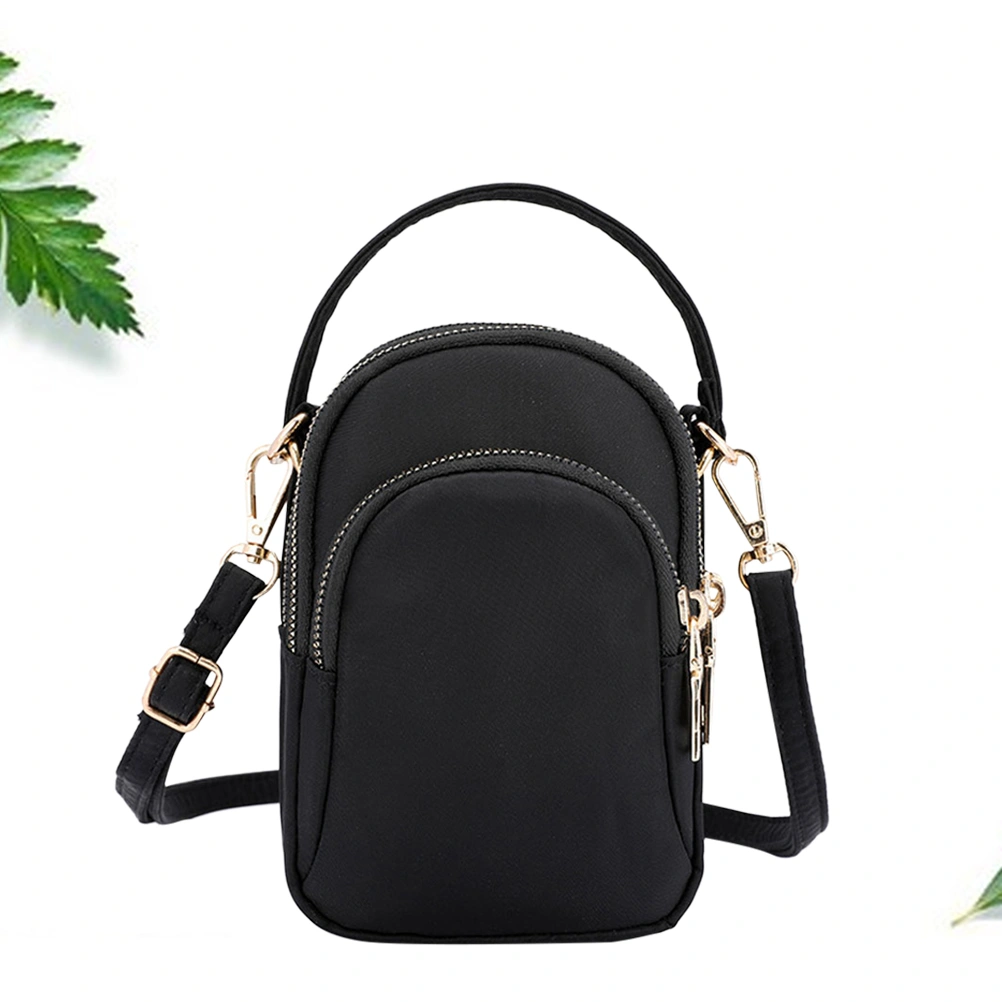 Women Portable Messenger Bag Handbag Waterproof Nylon Cloth Shoulder Bag Crossbody Satchel Shoulder Handbags for Ladies(Black)
