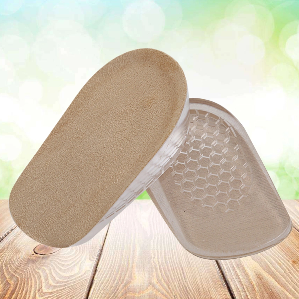 2cm Heightening Half Insole Invisibility Absorption Front Insole Shoe Pad Heelpiece Cushion Size L (Apricot)