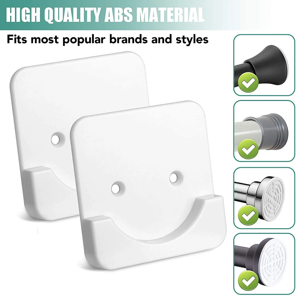 2pcs Shower Curtain Rod Mount Holder Adhesive Shower Rod Tension Retainer