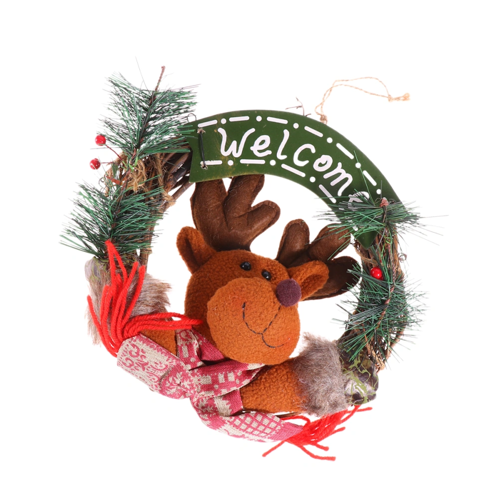 Lovely Christmas Hanging Wreath Wall Garland Ornament Party Supplies Hanging Decor for Home Festival (Elk)