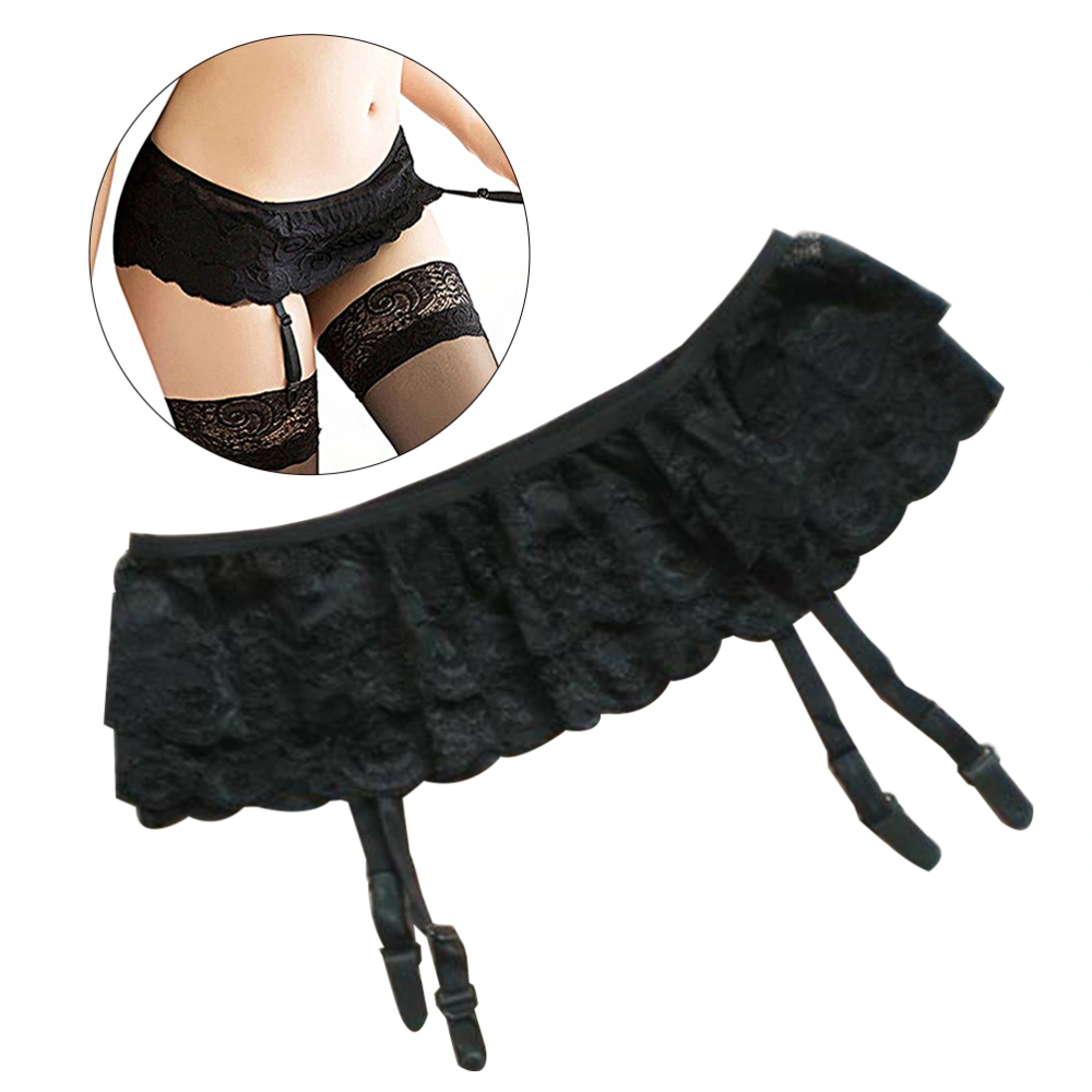 Women Lace Garter Belt Sexy Lingerie Garter Belt for Couple Lovers (Black)