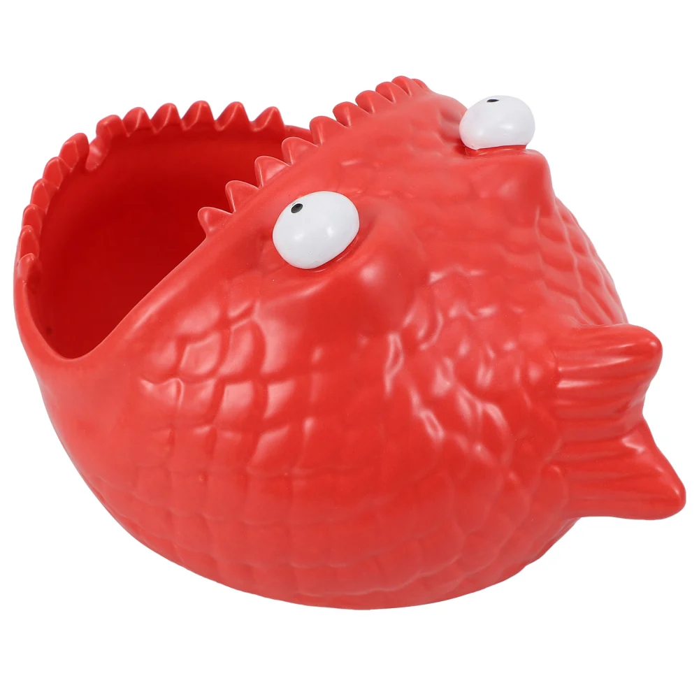 1pc Lovely Ceramic Piranha Shape Ashtray Household Cigarette Ashtray Ornament