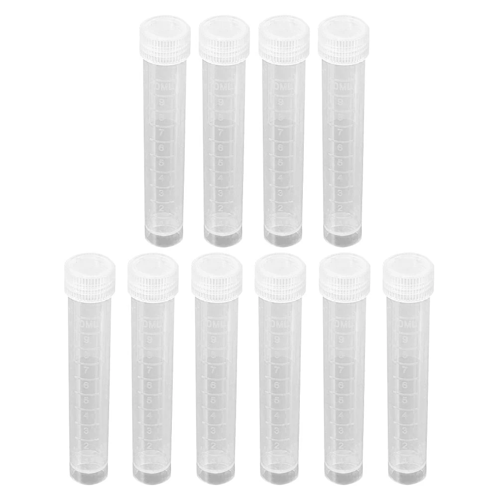 10Pcs 10ml White Freezing Tubes Plastic Vials Sample Tubes with Screw Lid