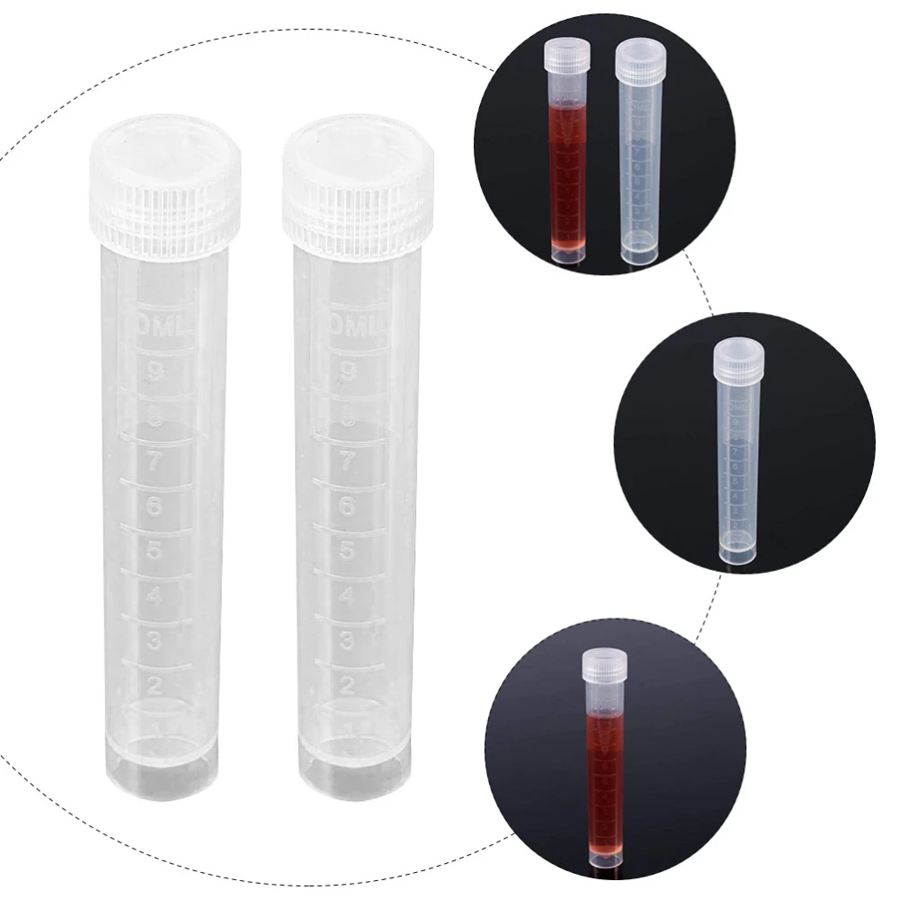 10Pcs 10ml White Freezing Tubes Plastic Vials Sample Tubes with Screw Lid