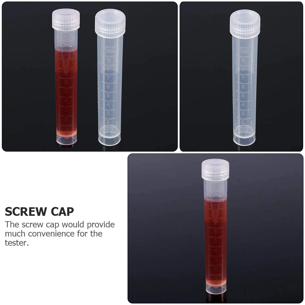 10Pcs 10ml White Freezing Tubes Plastic Vials Sample Tubes with Screw Lid
