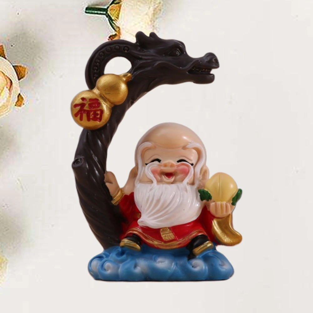 1pc Birthday Cake Decor Resin Chinese Longevity Doll Blessing Word Ornament (Grandpa)