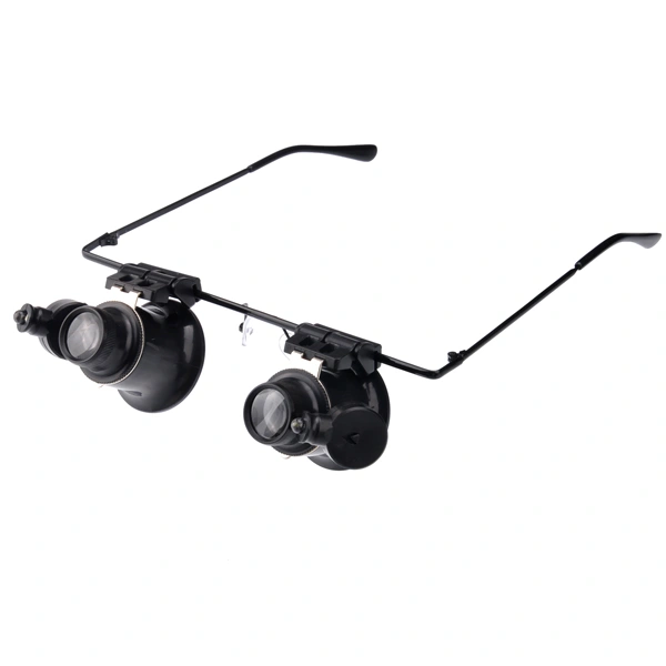20X Glasses Type Watch Repair Magnifier with LED Lights (Black)