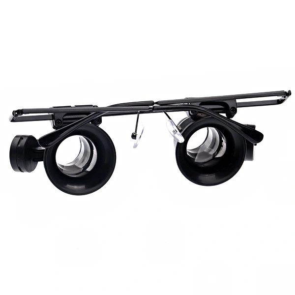 20X Glasses Type Watch Repair Magnifier with LED Lights (Black)