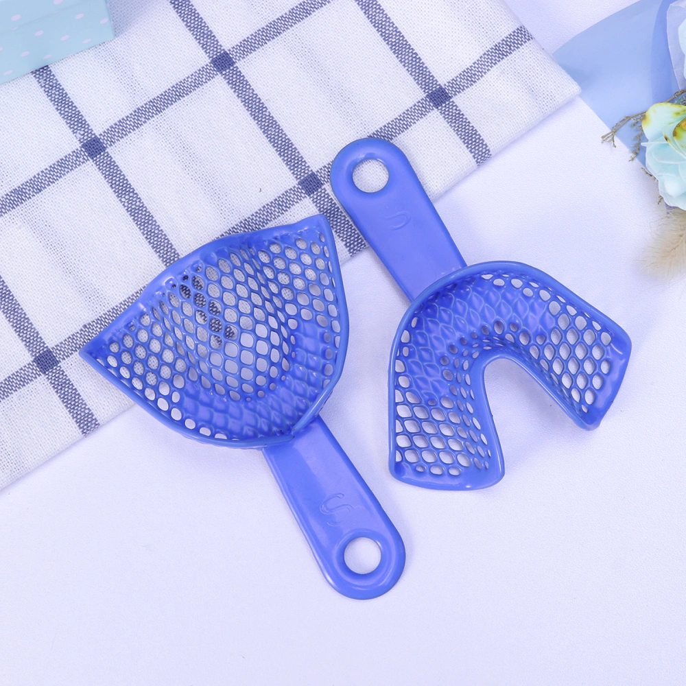 2pcs Dental Disposable Trays Plastic Impression Trays Dental Materials Dual Arch Tray (Blue, S)