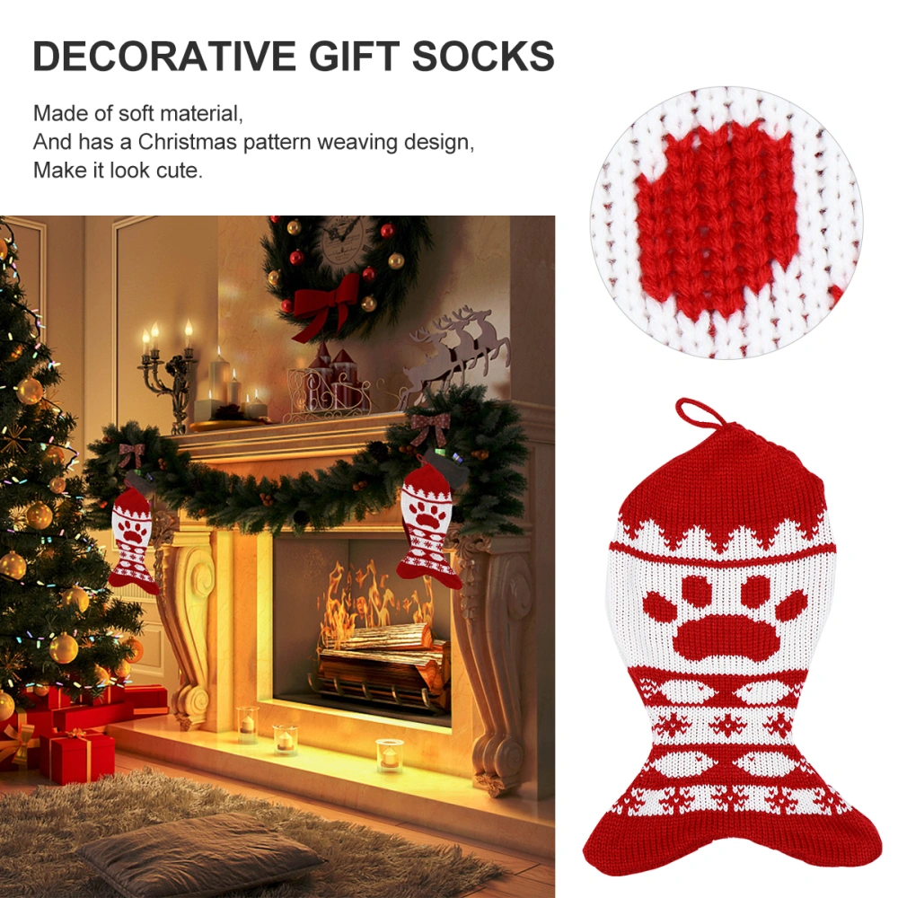 1Pc Christmas Stocking Christmas Candy Holder Gift Socks Hanging Pendant