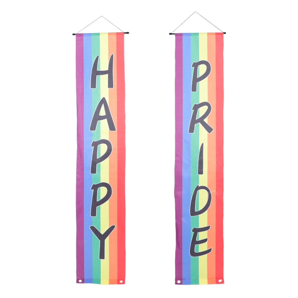 1 Pair Durable Rainbow Flags Household Hanging Couplets Party Layout Props