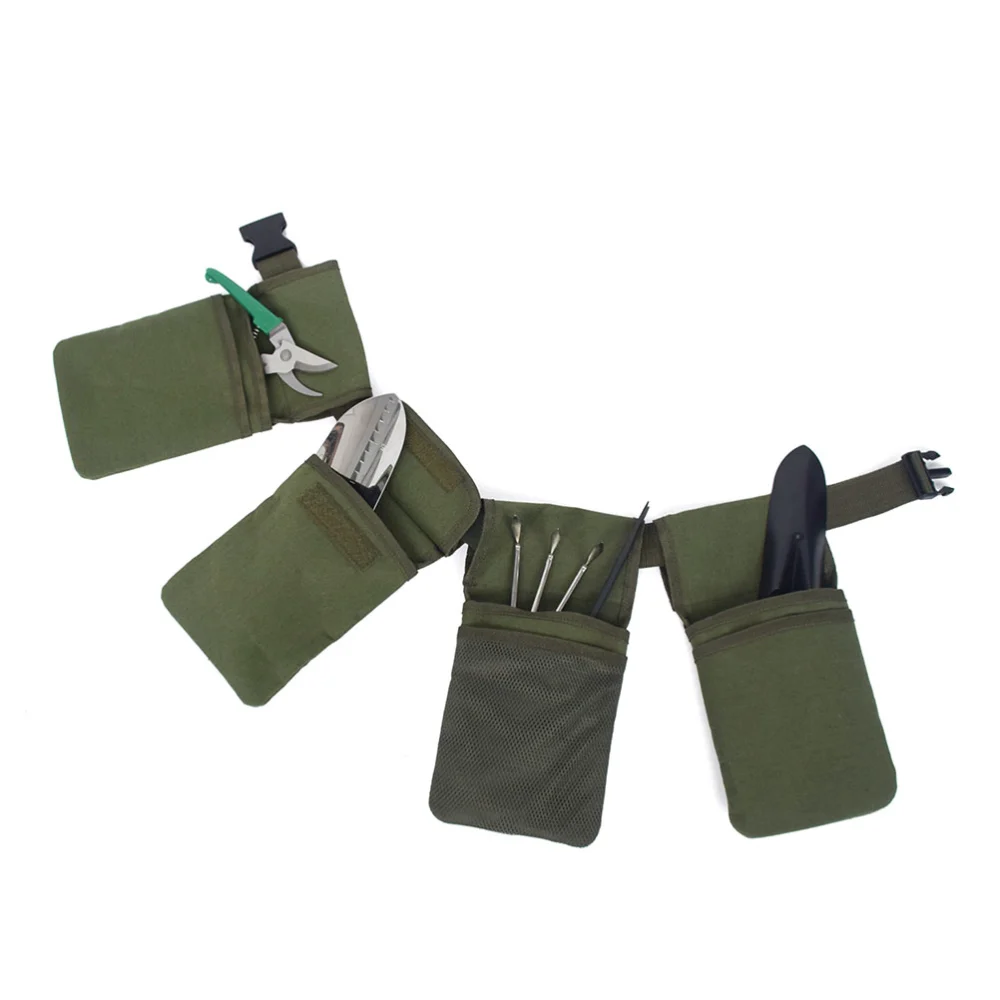 Multifunctional Canvas Waist Bag Durable Garden Tool Belt Holder Garden Tools Waist Pouch for Home (Green)