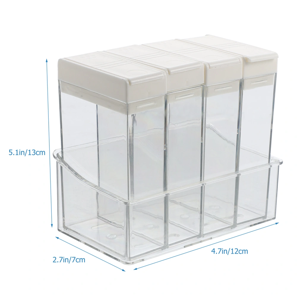 1 Set of Kitchen Spice Storage Box Desktop Multi-grid Seasoning Organizer Transparent Plastic Spice Divide Holder