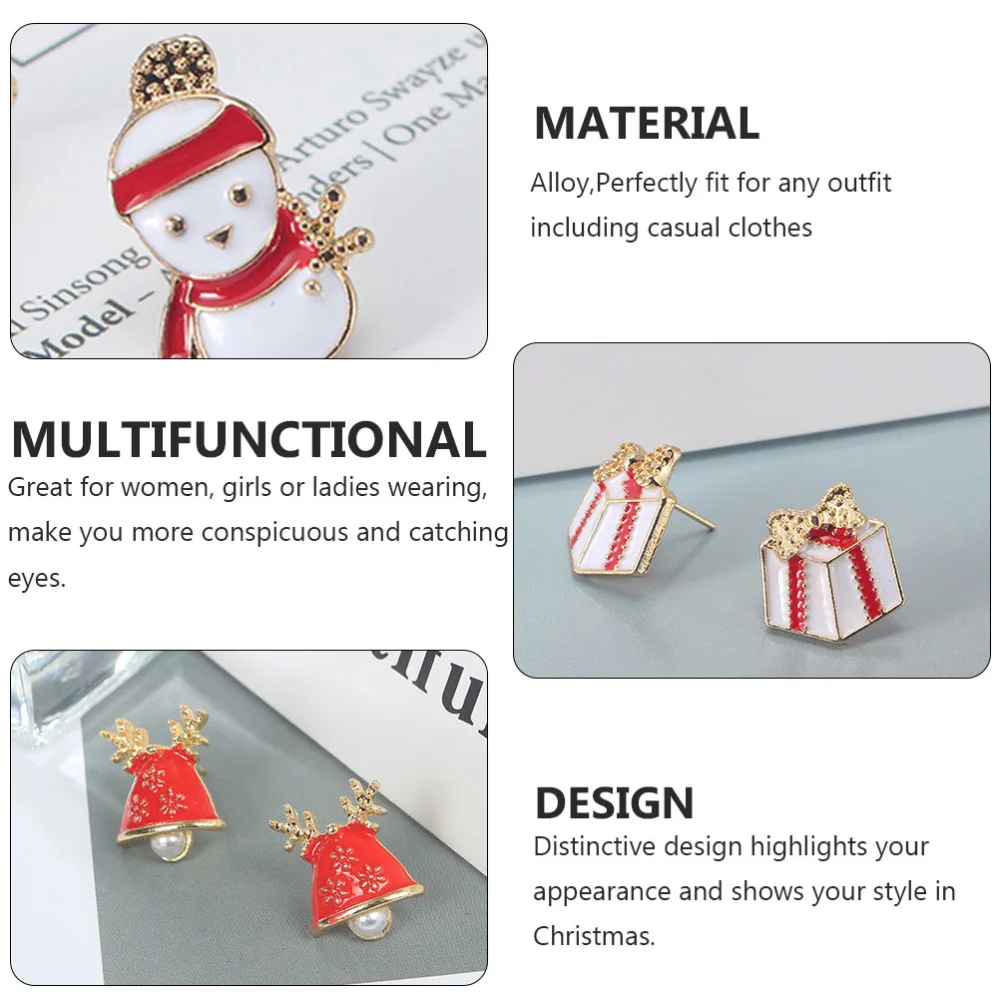 8Pairs Creative Christmas Earrings Simple Lovely Ear Pendants Random Color Style