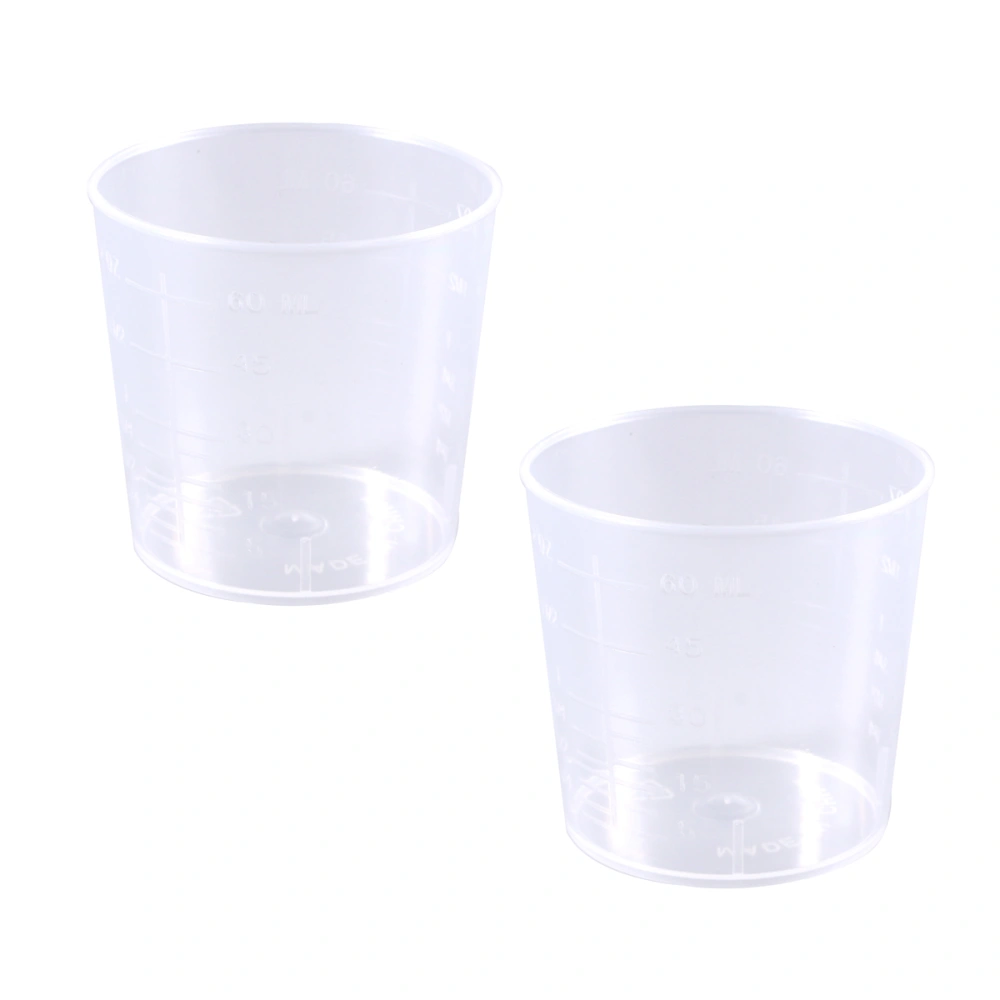 2 PCS 60mL Plastic Graduation Beakers Measurement Beaker Measuring Cups and Cooking Liquid Container Paint Mixing Cup