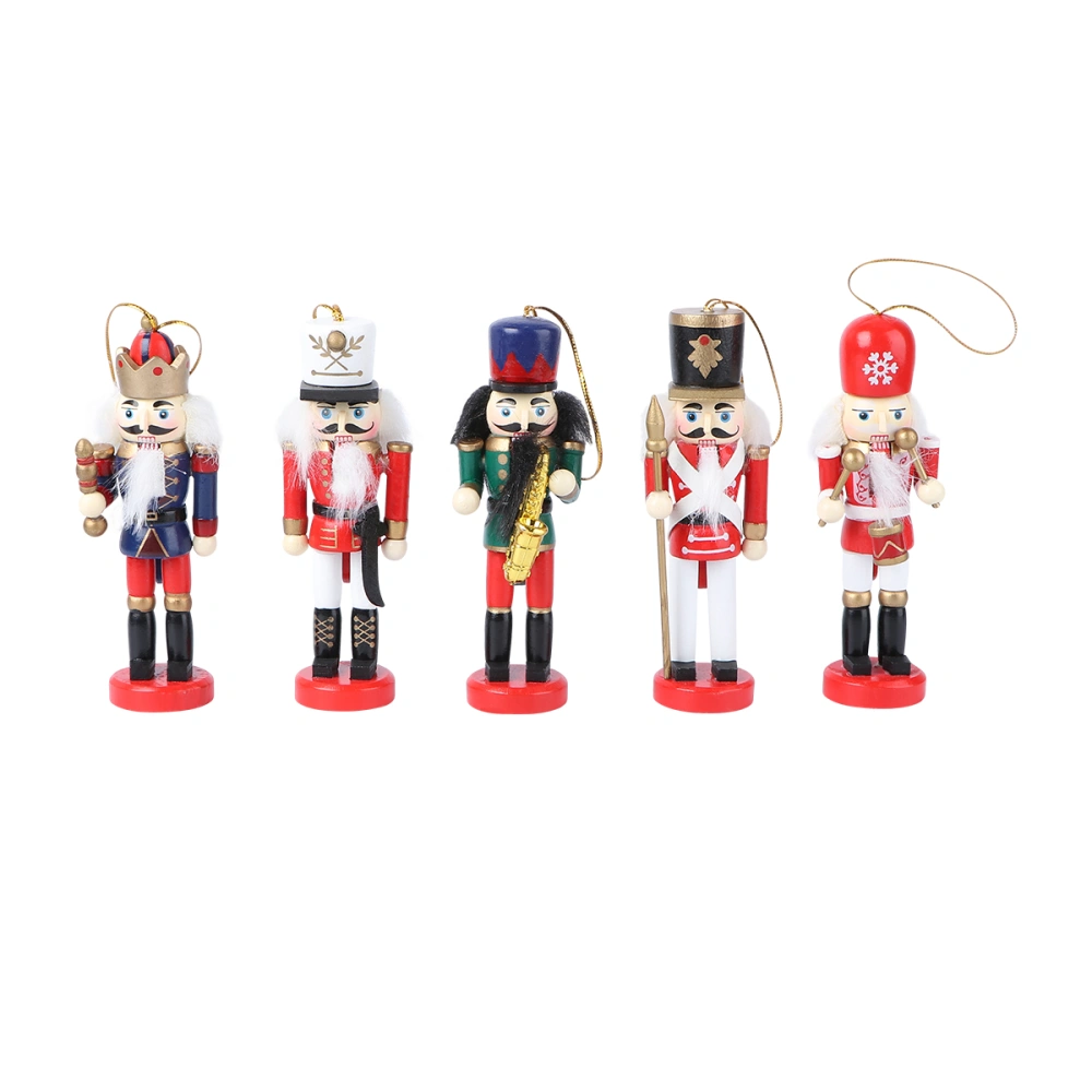 5Pcs 12CM Classic Wooden Walnut Soldier Hanging Nutcracker Puppet Soldier Toys