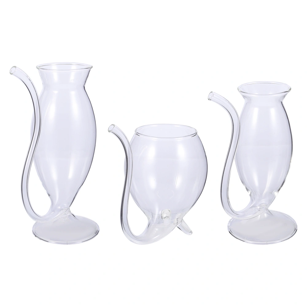 3Pcs Creative Glass Cups Drinking Cups Wine Cups Fashion Goblet Glassware