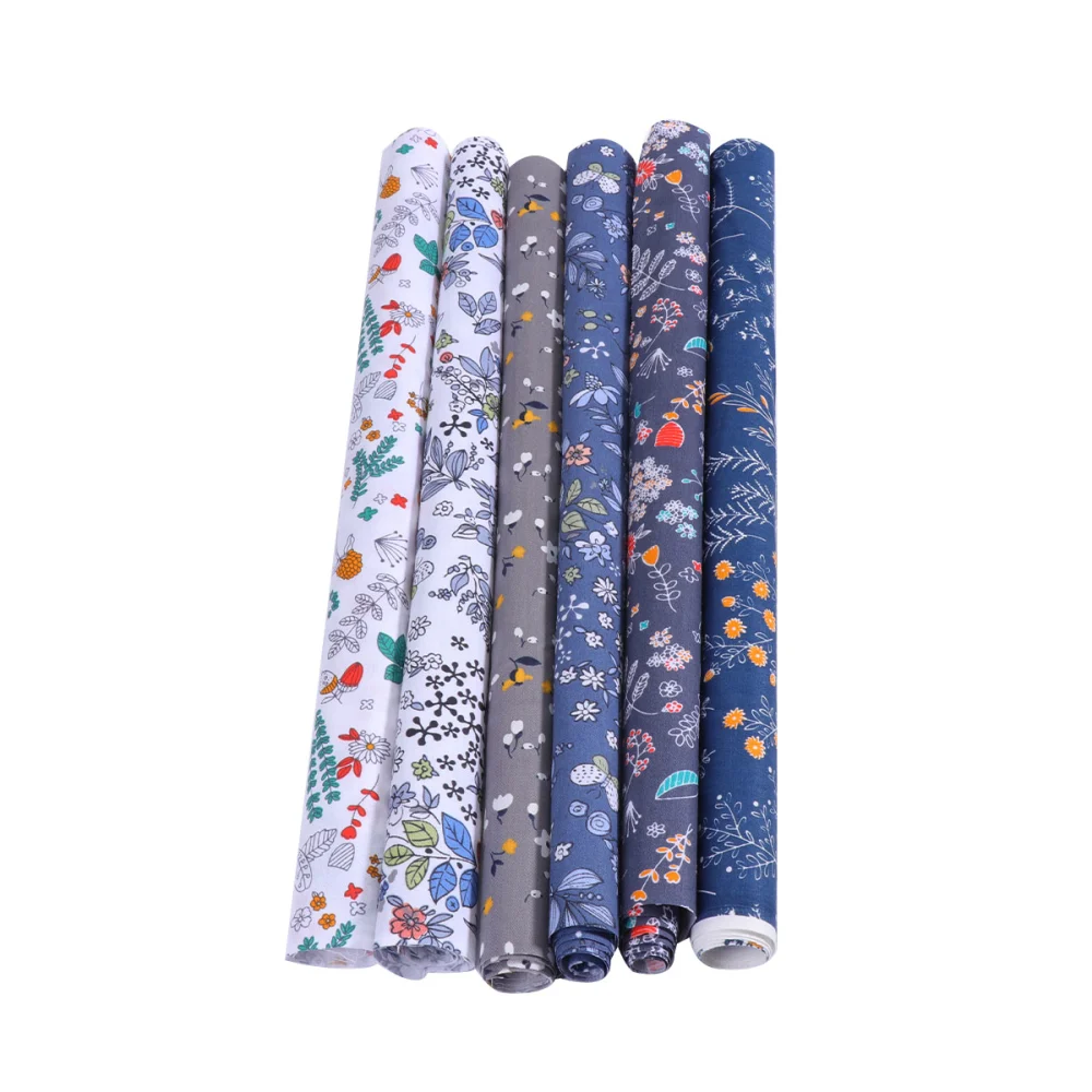 6PCS Handmade DIY Ptchwork Cloth Breathable Twill Fabrics Pure Cotton Printed Fabric Multi-purpose Cotton Cloth Breathable Cotton Cloth Fabric for Home